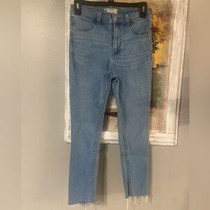 Free People Women's Size 27 Blue Ankle Raw Hem Stretch Denim Jeans